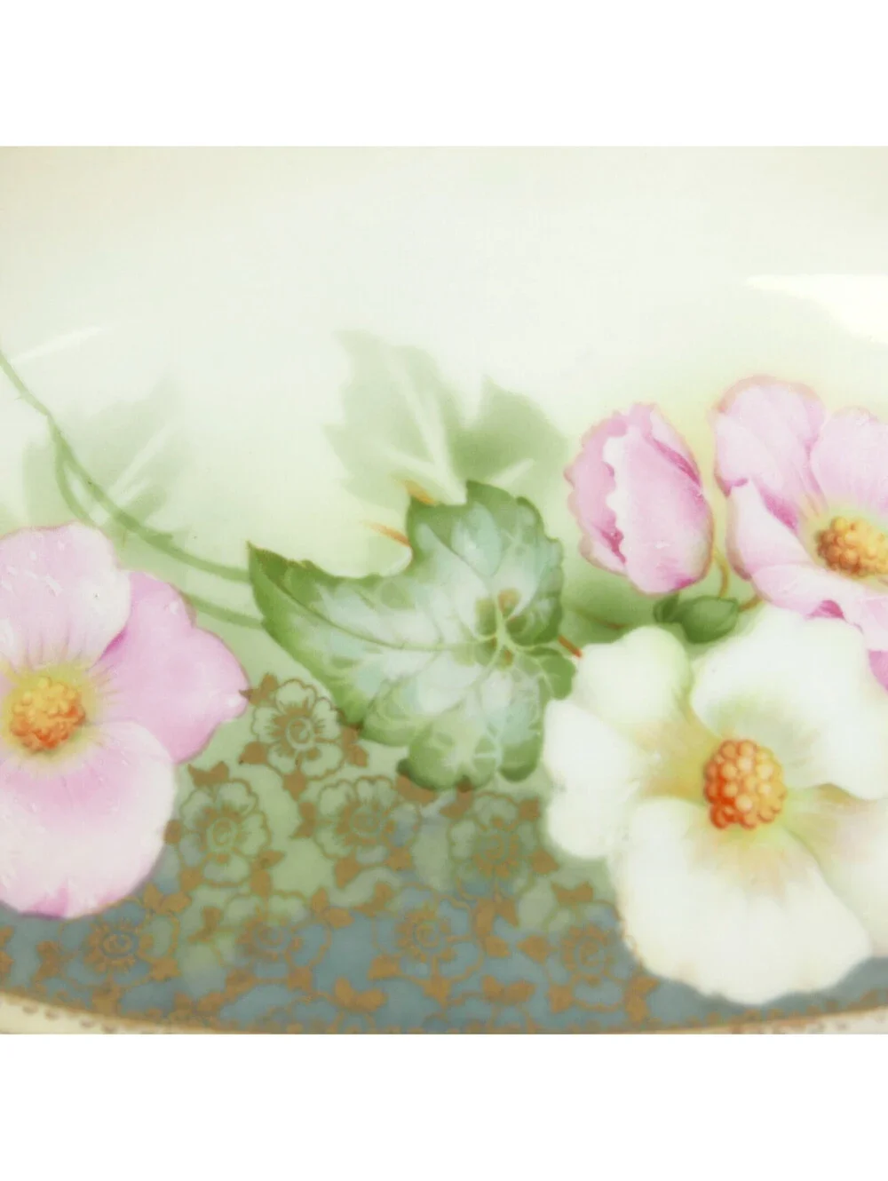 Antique RS Germany Porcelain Celery Dish Relish Tray Hand Painted Flowers Pink